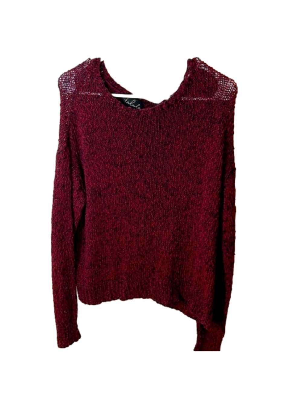 Talula aritzia avenue A asymmetric knit maroon mohair blend sweater Size medium